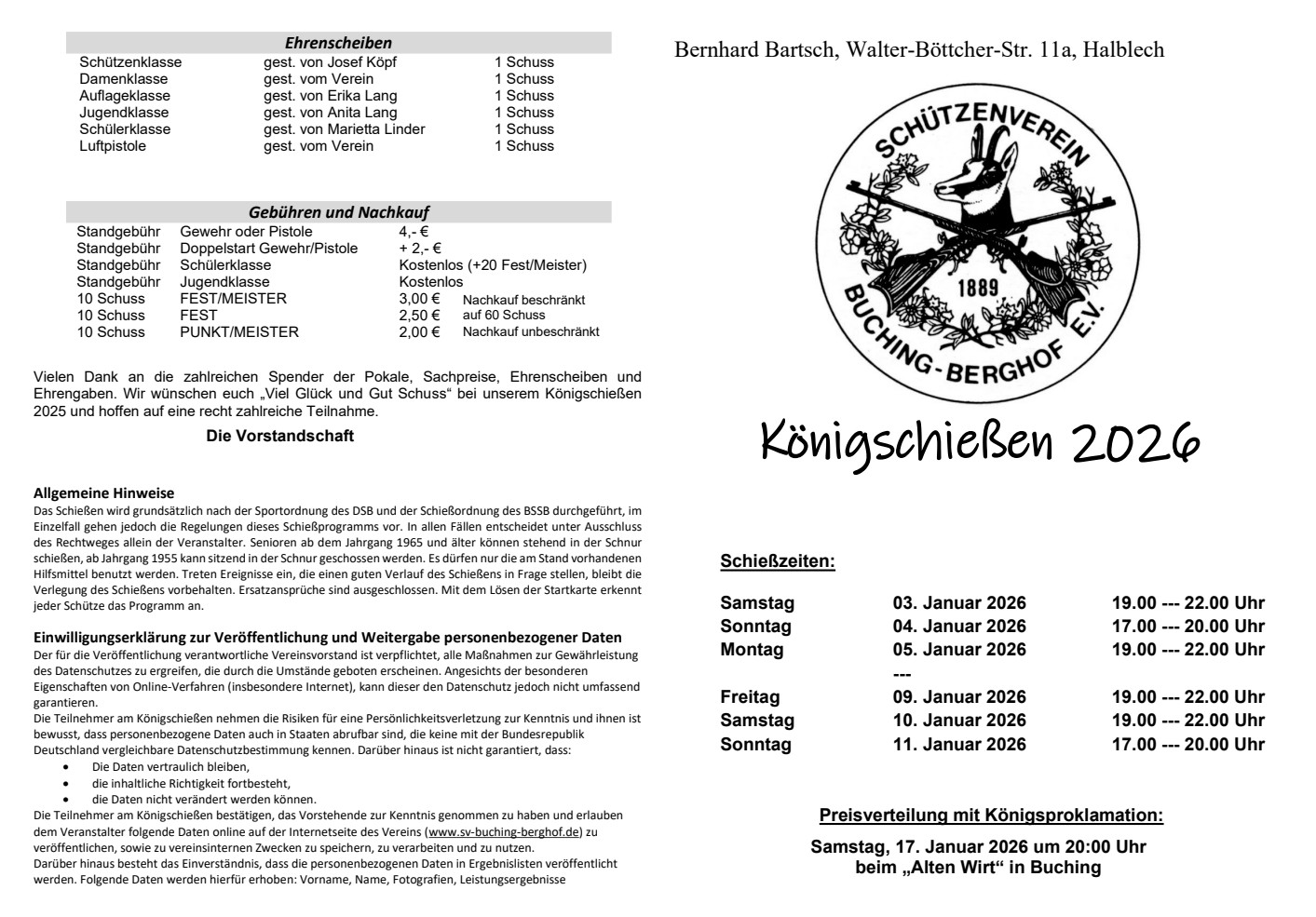 Einladung Königschießen 2026